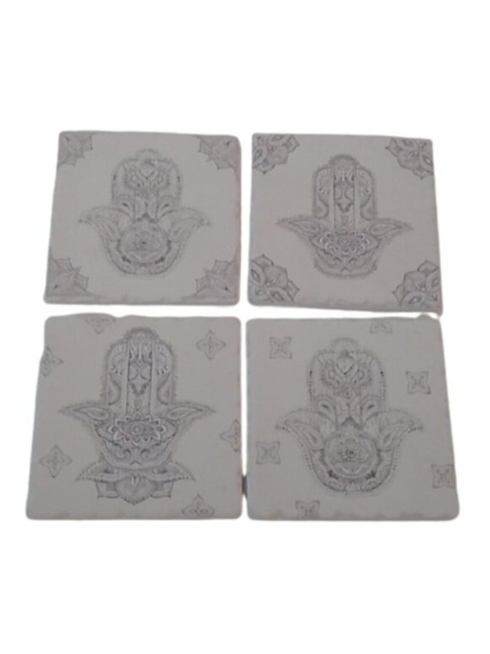 Hamsa Hand of Fatima Coasters, Black White, set of 4
